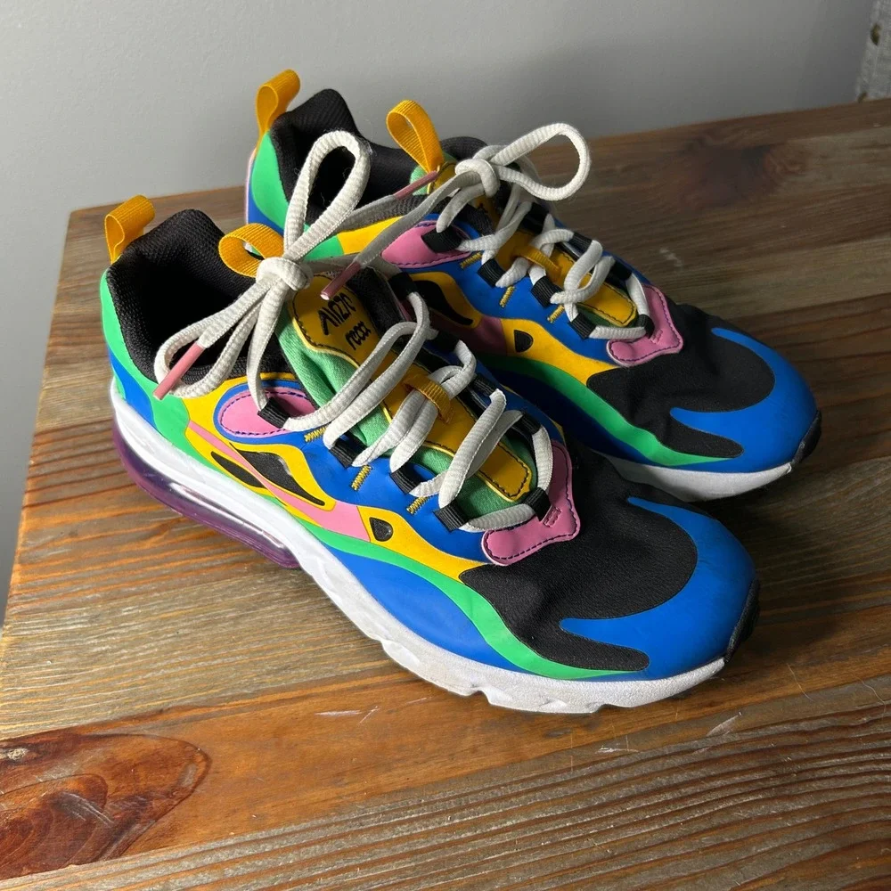 Nike Air Max 270 React Kids Multi Color gumball‎ athletic Shoes Size 6Y unisex - Picture 6 of 8